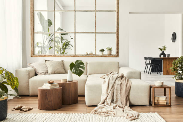 Living room with sofa and cozy decor